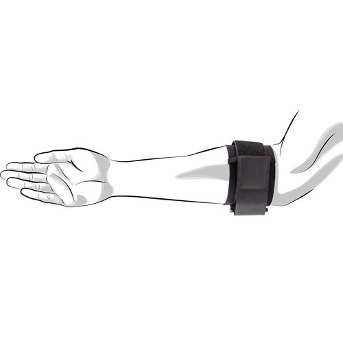Unterarmbandage Größe L/XL für den rechten Unterarm. Mit einer Hand zu fixieren. Stützt und entlastet
