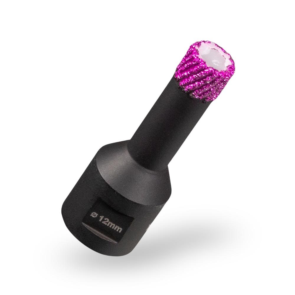 MATRIXTEC Bohrkrone Diamant schwarz-pink Ø 12 mm mit neuer Schrägbeschichtung