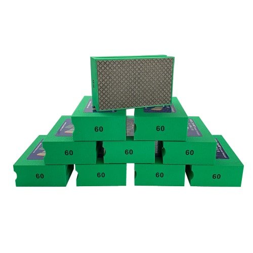 Diamond grinding pad set - 10 green diamond hand pads with grit 60