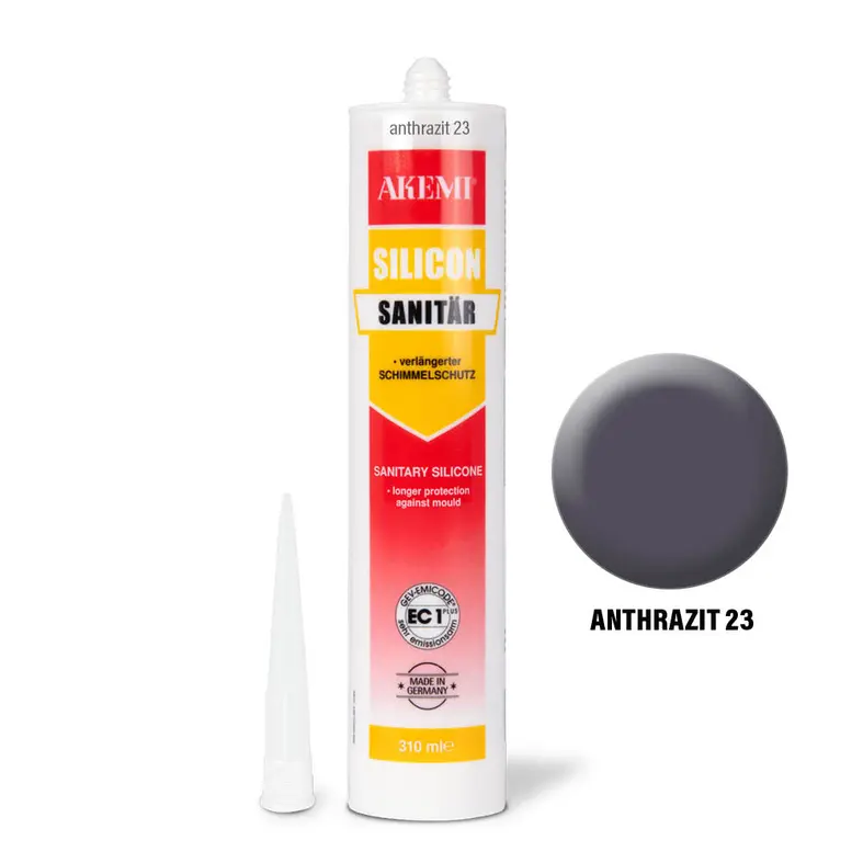 Akemi Sanitary Silicone anthracite 23 in a 310 ml cartridge, Art. No. 16276
