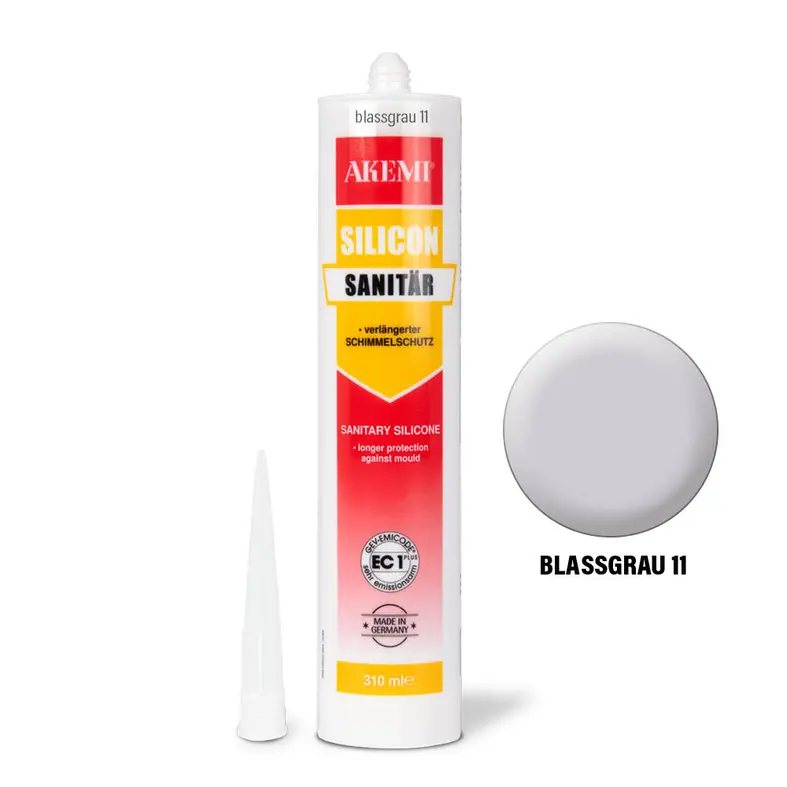 Akemi Sanitary Silicone pale grey 11 in a 310 ml cartridge, Art. No. 16264