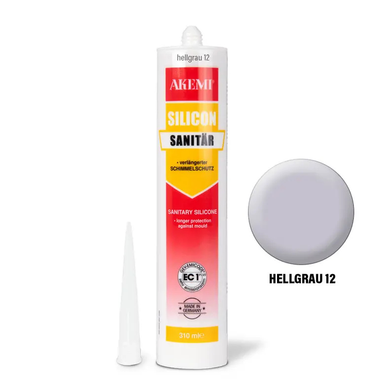 Akemi Sanitary Silicone bright grey 12 in a 310 ml cartridge, Art. No. 16265