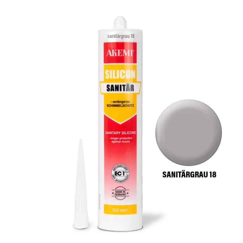 Akemi Sanitary Silicone sanitary grey 18 in a 310 ml cartridge, Art. No. 16271
