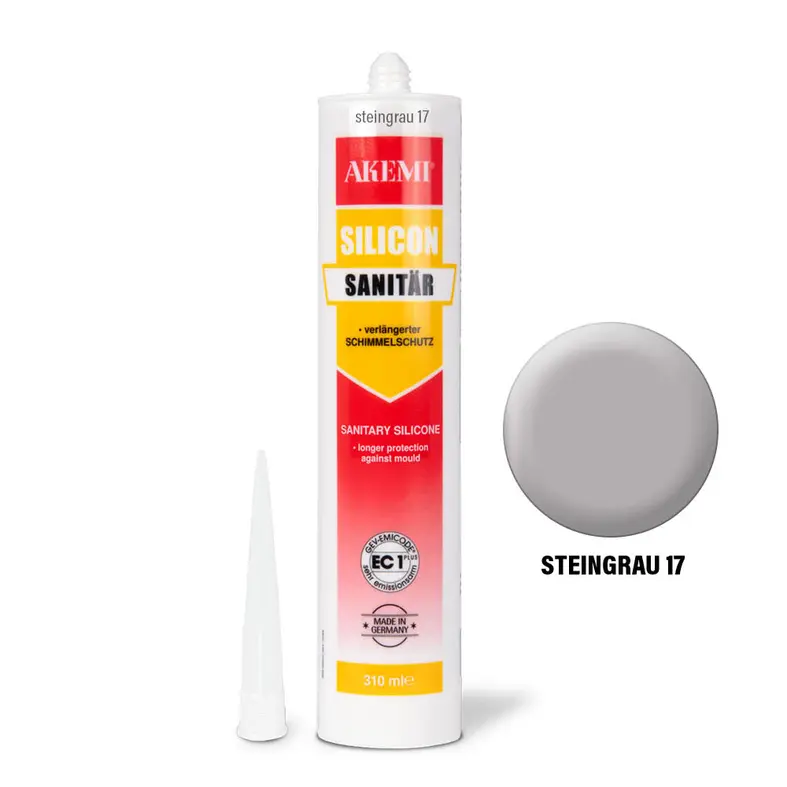 Akemi Sanitary Silicone stone grey 17 in a 310 ml cartridge, Art. No. 16270