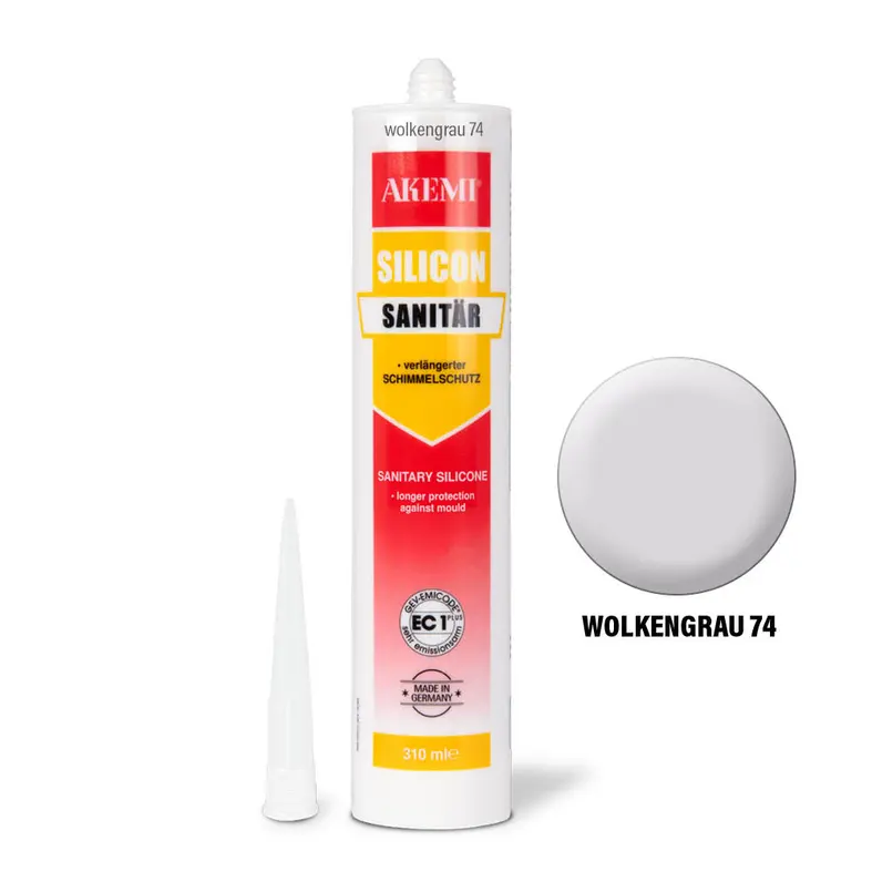 Akemi Sanitary Silicone cloud grey 74 in a 310 ml cartridge, Art. No. 16300