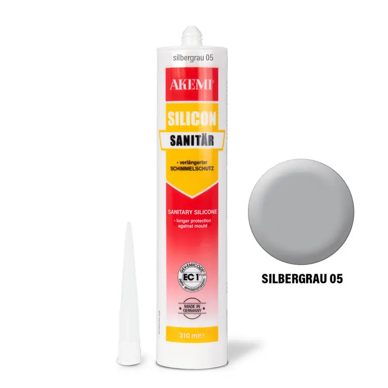 Akemi Sanitary Silicone silver grey 05 in a 310 ml cartridge, Art. No. 16259
