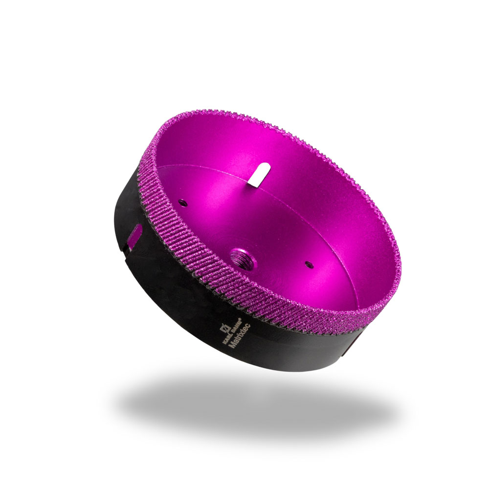 Diamant-Bohrkrone 130 mm mit MATRIXTEC-Schrägsegmentierung in schwarz und pink jetzt bei KARL DAHM kaufen