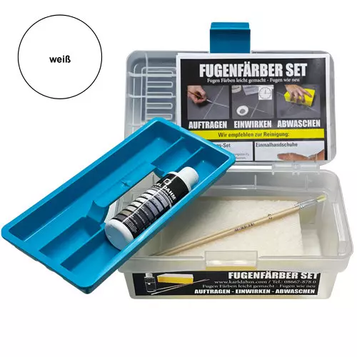 Grout colorant set in case | white grout colorant 120 ml with brush and cleaning sponge. Everything you need to color joints