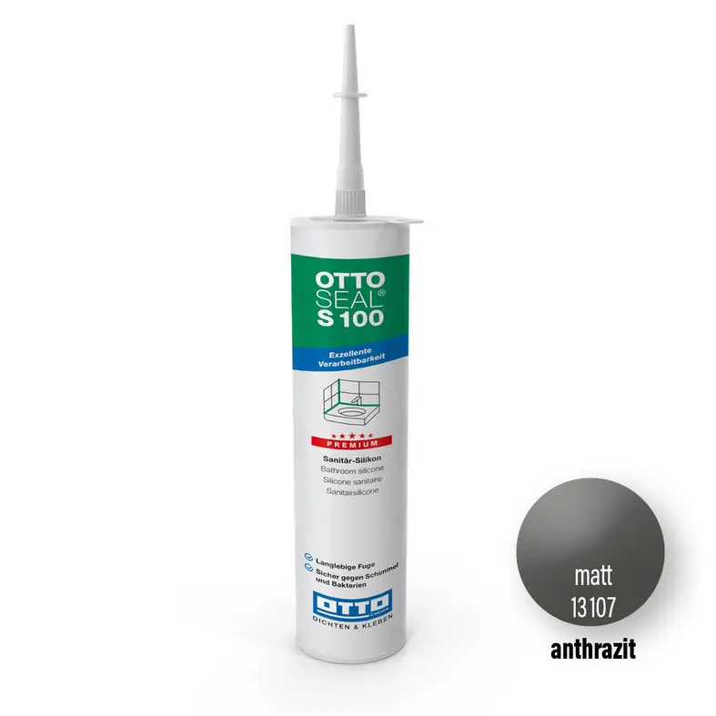 OTTOSEAL® S 100 sanitary silicone anthracite matt – joint sealing for bathrooms and wet rooms.