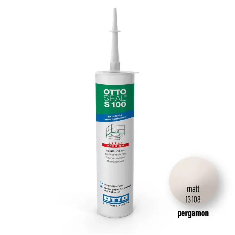 OTTOSEAL® S 100 silicone sanitaire en couleur pergamon mat, conditionné dans une cartouche.