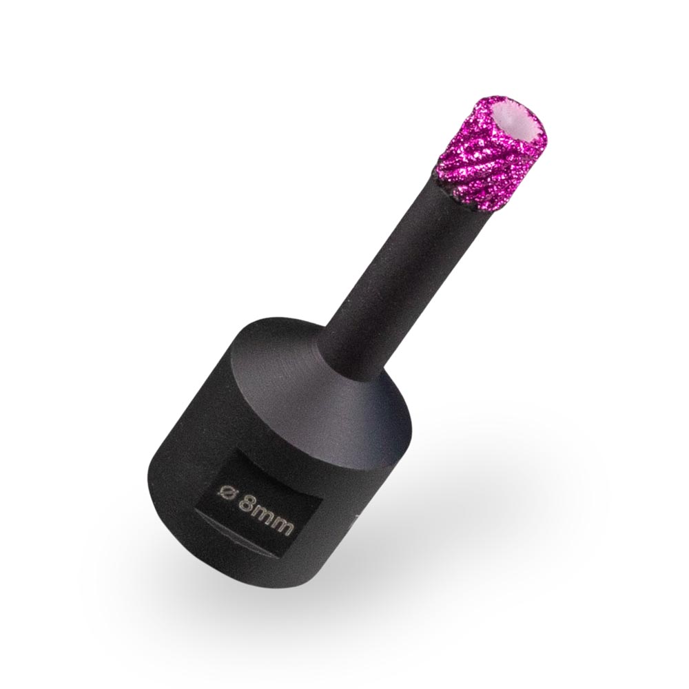 Diamant-Trockenbohrkrone schwarz-pink Ø 8 mm mit neuer MATRIXTEC Schrägbeschichtung