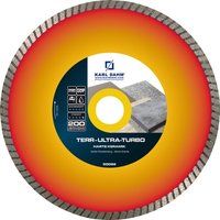Diamond saw blade TERR Ultra Turbo for terrace slabs and extremely hard materials - Diamond saw blade orange and red with turbo teeth