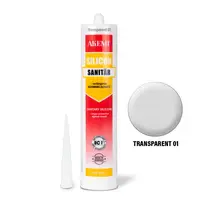 Akemi Sanitary Silicone transparent 01 in a 310 ml cartridge, Art. No. 16255