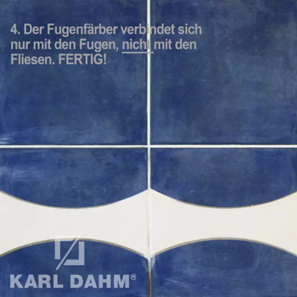Additional image Joint colourant by Karl Dahm – Step 4: The grout colourant bonds only to the grout, NOT to the tiles.