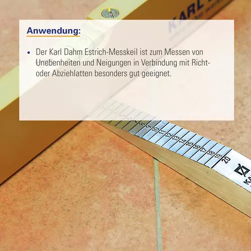 Image supplémentaire Cale de mesure pour chape est un outil de carrelage servant à contrôler la hauteur ; elle est particulièrement efficace lorsqu'elle est utilisée avec des règles de nivellement ou des lames de lissage.