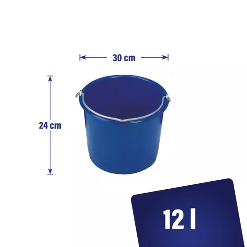 Image supplémentaire Seau en plastique de 12 litres, bleu, avec une poignée pratique