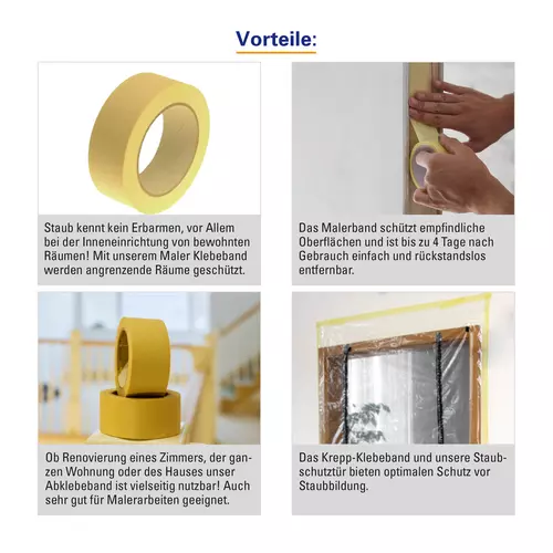 Image supplémentaire Ruban adhésif pour porte anti-poussière Fixation sans résidus