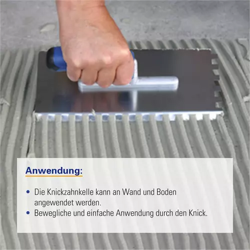Zusatzbild Knickzahnkelle rostfrei | 10 mm mit praktischen Knick und perfekt für Arbeiten an Wand und Boden.