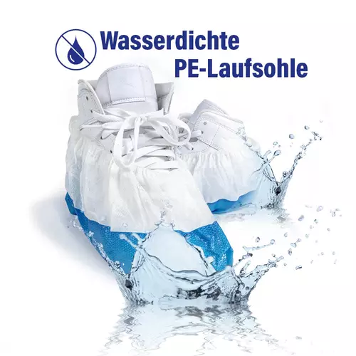 Zusatzbild Überschuhe blau, 10 Paar, mit wasserdichter PE-Laufsohle.