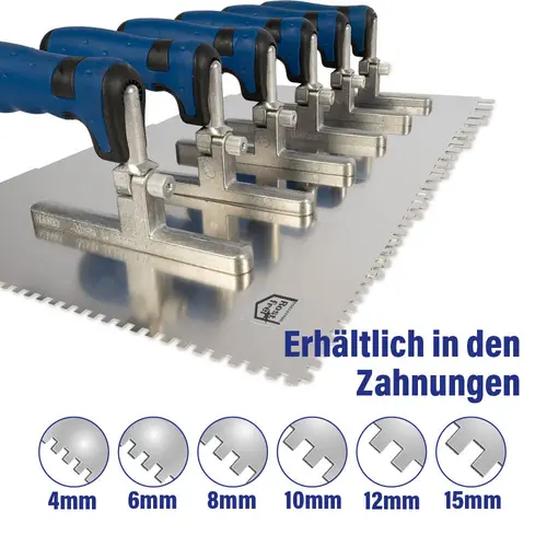 Vario-Griff-Kelle, verschiedene Ausf&uuml;hrungen und Zahnungen