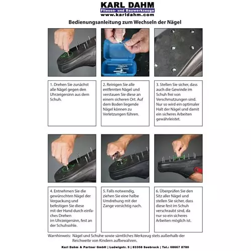 Nagelschuhe komplette Gebrauchsanweisung zum N&auml;gel wechseln