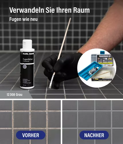 Fugenf&auml;rber 120 ml im Set grau eignet sich ideal zum F&auml;rben von dunklen Fugen.