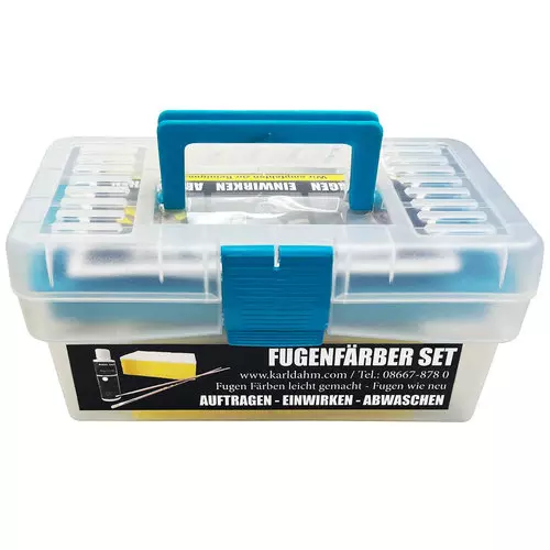 Fugenf&auml;rber 120 ml im Set grau wird im praktischen Koffer geliefert zum Transport und Aufbewahrung.
