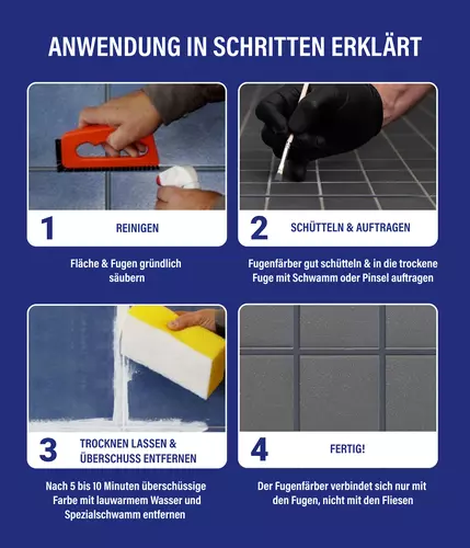 Colorant pour joints 120 ml dans un ensemble anthracite est facile &agrave; utiliser. Nettoyer - Agiter et appliquer - Laisser s&eacute;cher et &eacute;liminer l'exc&eacute;dent - C'est termin&eacute;! 