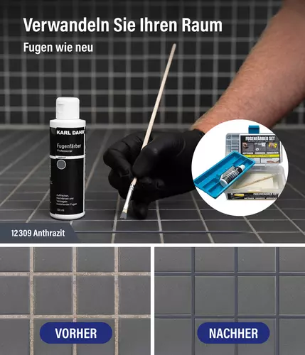 Colorant pour joints 120 ml dans un ensemble anthracite  est id&eacute;al pour colorer les joints fonc&eacute;s.