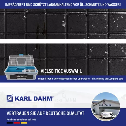 Colorant pour joints 120 ml dans un ensemble anthracite: impr&egrave;gne et prot&egrave;ge durablement contre l'huile, la salet&eacute; et l'eau.