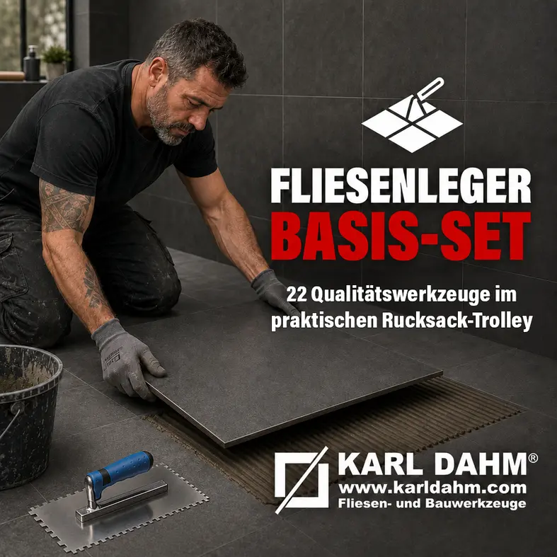 Zusatzbild Werkzeugausrüstung "Basic" | Rucksack und Trolley | 2 in 1 enthält 22 Qualiltätswerkzeuge für den Fliesenbau in einem praktischen Rucksack-Trolley.