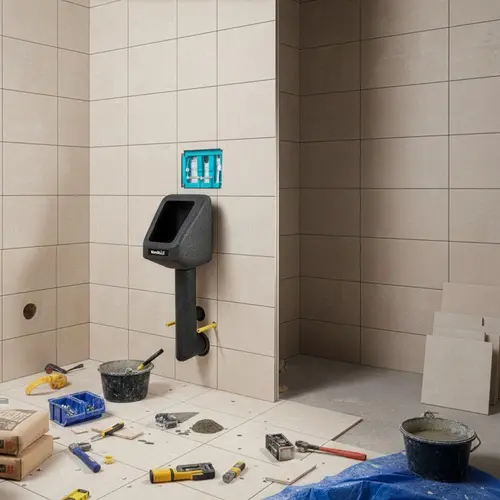Image supplémentaire WandWilli urinoir mobile pour éléments de cloison - Utilisation en salle de bains