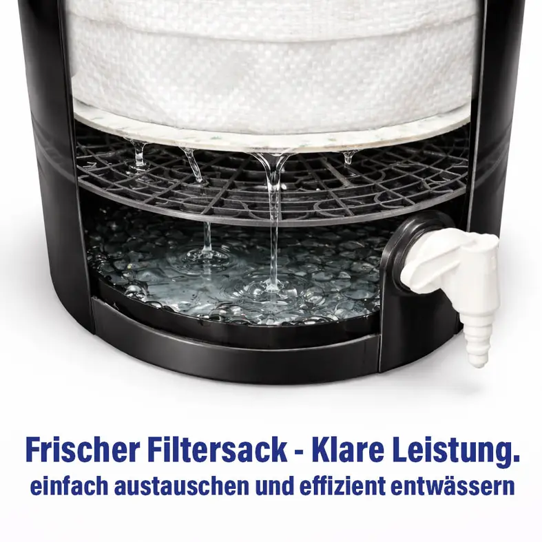 Illustrative cross-sectional view of the Karl Dahm Dirtbuster during the filtration process