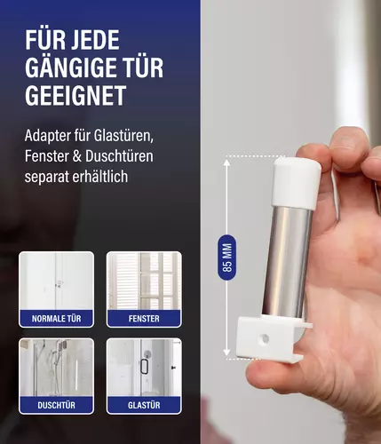 Butoir de porte 85 mm, plusieurs couleurs disponibles, compatible avec un adaptateur suppl&eacute;mentaire (vendu s&eacute;par&eacute;ment) qui permet &eacute;galement de prot&eacute;ger les portes vitr&eacute;es, les fen&ecirc;tres et les portes de 