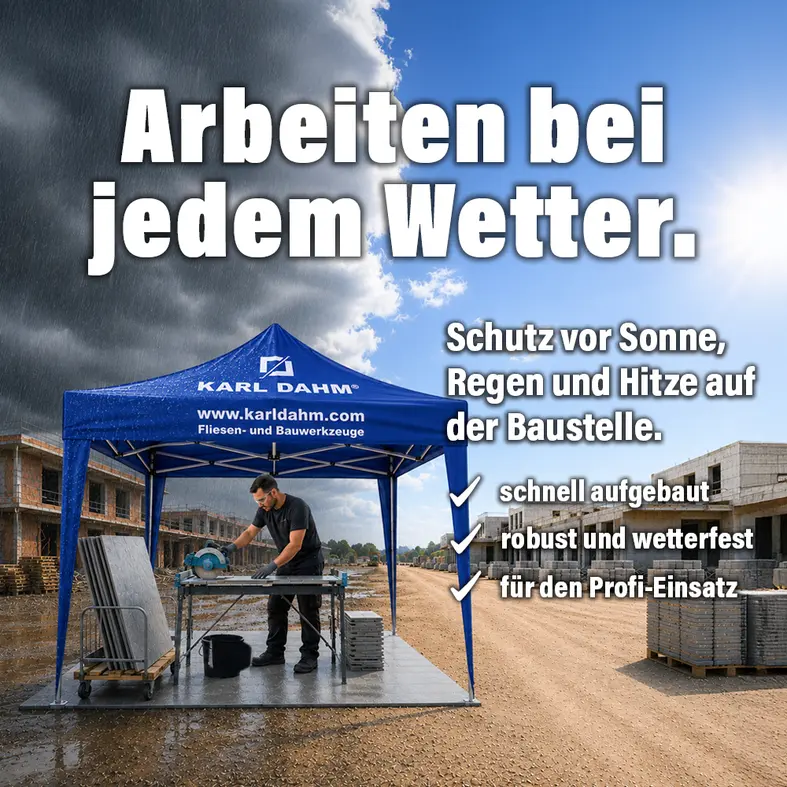 Zusatzbild Faltpavillon kann bei jedem Wetter eingesetz werden. Entweder bei viel Sonne, um nicht in der Sonne arbeiten zu müssen oder bei starken Regen, damit man nicht nass wird.