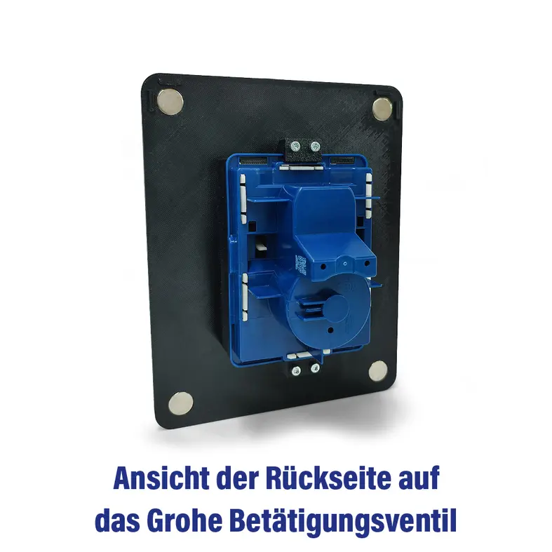 Image supplémentaire Plaque de poussée pour modèle de réservoir Grohe - Vue arrière avec la grande soupape de commande.