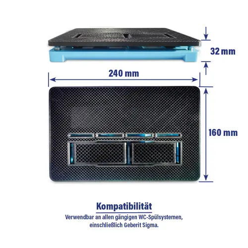 Royal Flush Blue Base - Side Button tileable push plate for Geberit Sigma Dimensions