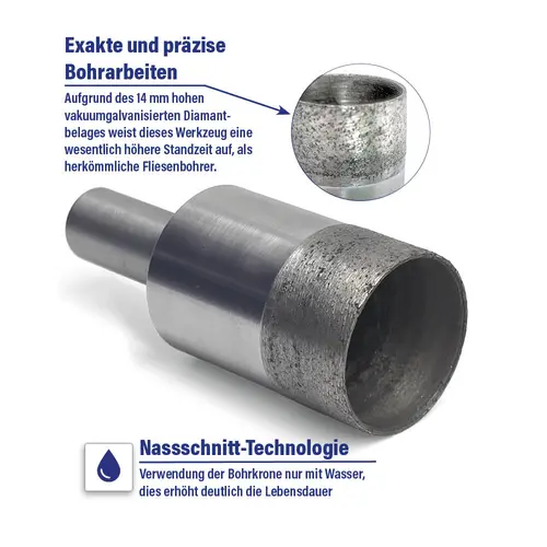Zusatzbild diamant nassbohrkrone hohe standzeit